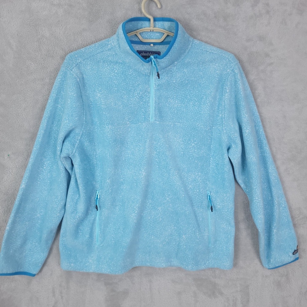 Chubbies Mens Blue The Tundra Quarter Zip Fleece Pullover Sweater Size Large